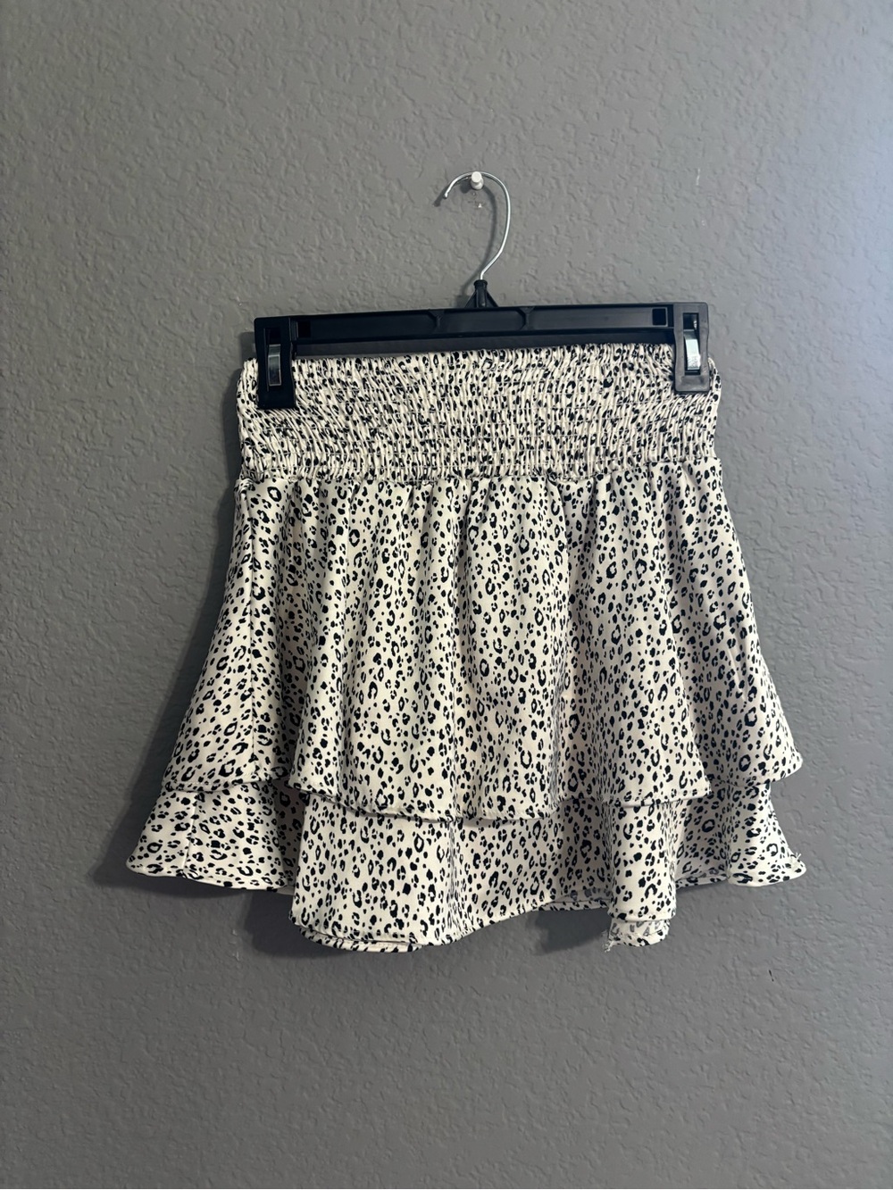 Altar'd State Cream and Black Leopard Print Tiered Skirt
